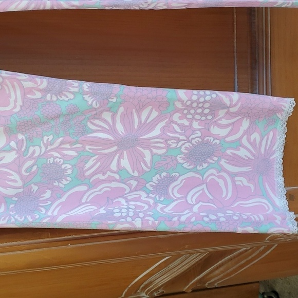 TIBI, women's size 4, lace-up pants. Pink floral print. Hippy style - Picture 3 of 8